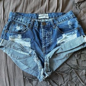 ONE TEASPOON BANDITS CUT OFF DENIM SHORTS